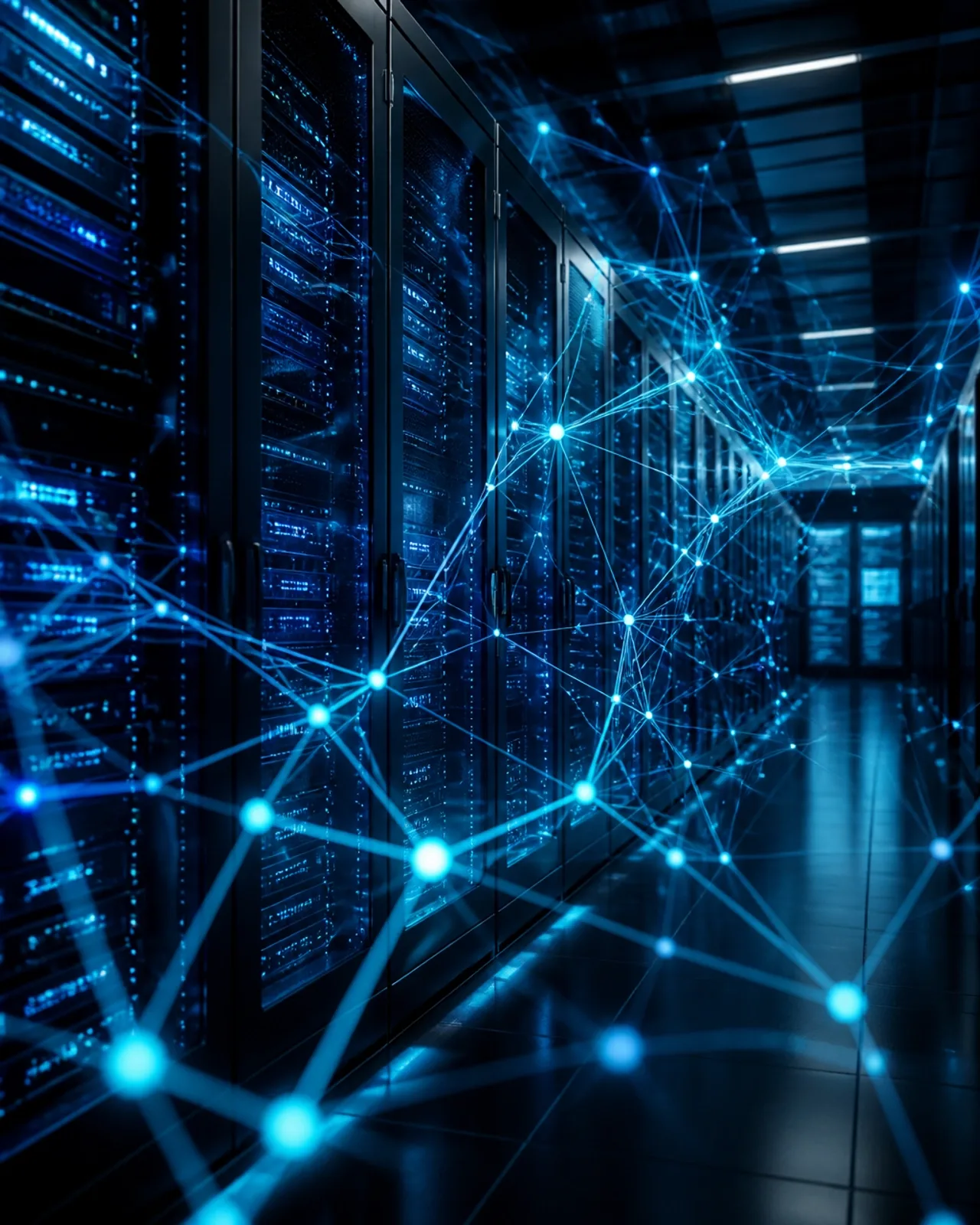 Servidores seguros processando dados contábeis com proteção digital